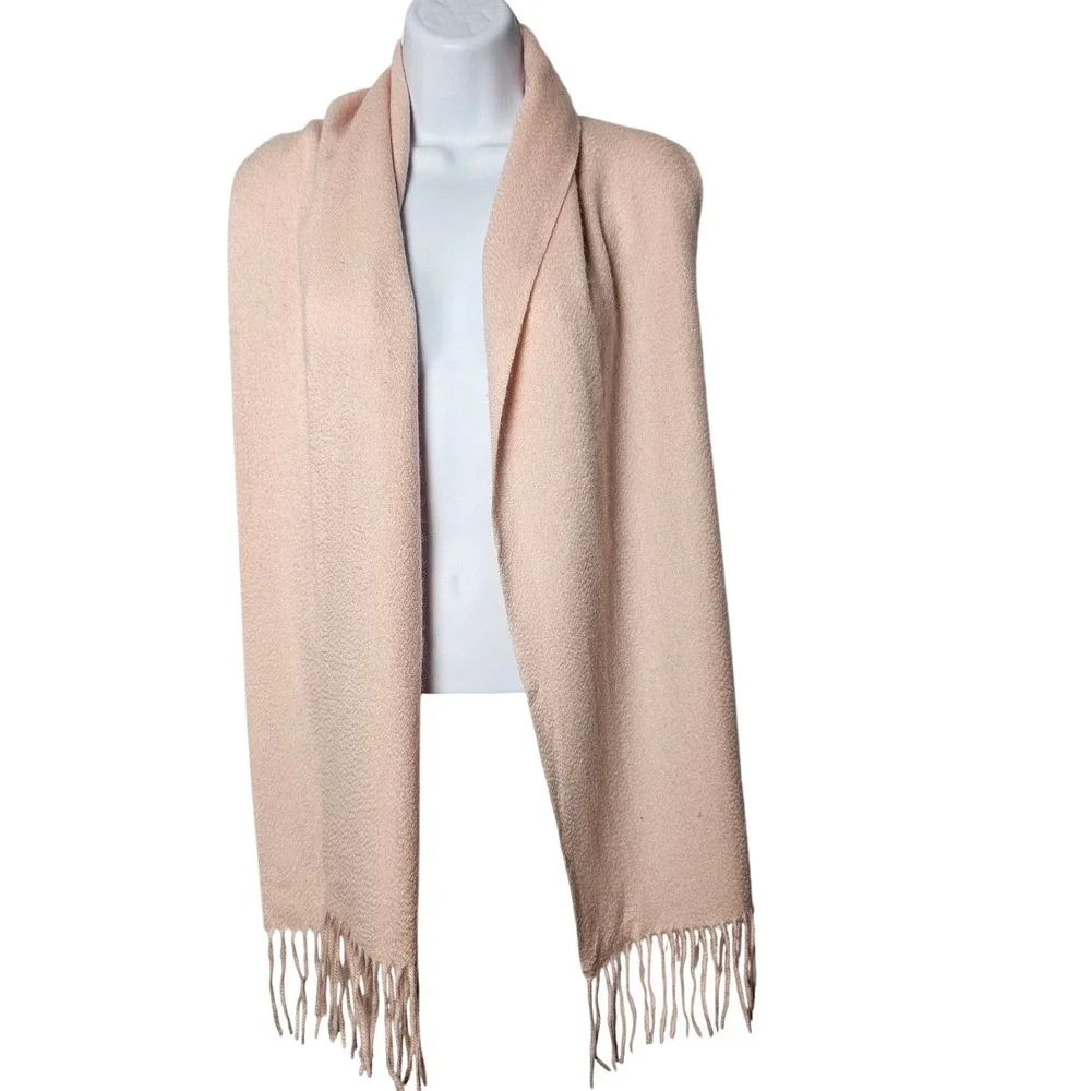 Cashmere Counter 100% Cashmere Scarf Blush Pink Fringe 65